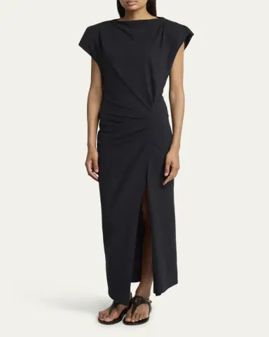 Isabel Marant Nadela Ruched Slit Cotton Maxi Dress | Thumbnail 8 Isabel Marant Nadela Ruched Slit Cotton Maxi Dress | Thumbnail 8