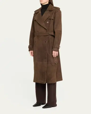 Sprwmn Suede Belted Trench Coat | Thumbnail 3 Sprwmn Suede Belted Trench Coat | Thumbnail 3