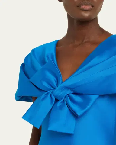 Badgley Mischka Collection Bow-Front Shawl Trumpet Gown | Thumbnail 5 Badgley Mischka Collection Bow-Front Shawl Trumpet Gown | Thumbnail 5