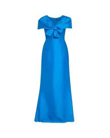 Badgley Mischka Collection Bow-Front Shawl Trumpet Gown | Thumbnail 1 Badgley Mischka Collection Bow-Front Shawl Trumpet Gown | Thumbnail 1