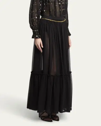 Saint Laurent Tiered Sheer Maxi Skirt | Thumbnail 4 Saint Laurent Tiered Sheer Maxi Skirt | Thumbnail 4