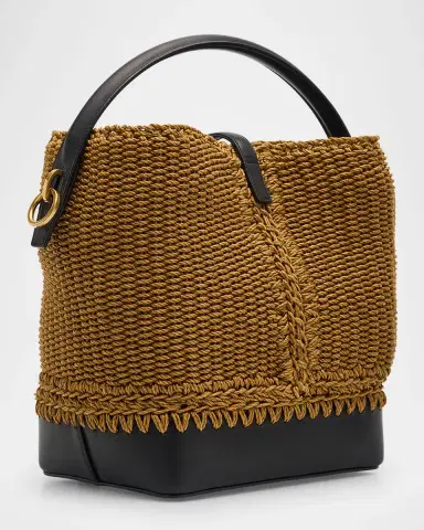 Saint Laurent Le 37 YSL Bucket Bag in Raffia and Leather | Thumbnail 2 Saint Laurent Le 37 YSL Bucket Bag in Raffia and Leather | Thumbnail 2