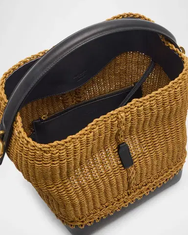 Saint Laurent Le 37 YSL Bucket Bag in Raffia and Leather | Thumbnail 3 Saint Laurent Le 37 YSL Bucket Bag in Raffia and Leather | Thumbnail 3