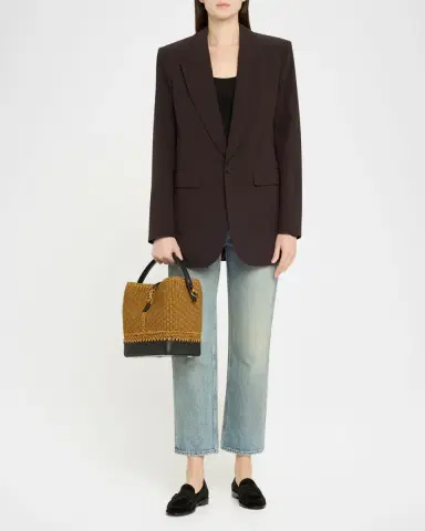 Saint Laurent Le 37 YSL Bucket Bag in Raffia and Leather | Thumbnail 5 Saint Laurent Le 37 YSL Bucket Bag in Raffia and Leather | Thumbnail 5