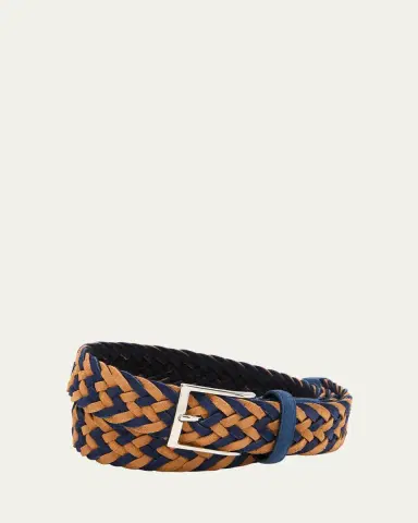 Simonnot Godard Men's Bicolor Braided Leather Belt, 35mm | Thumbnail 6 Simonnot Godard Men's Bicolor Braided Leather Belt, 35mm | Thumbnail 6