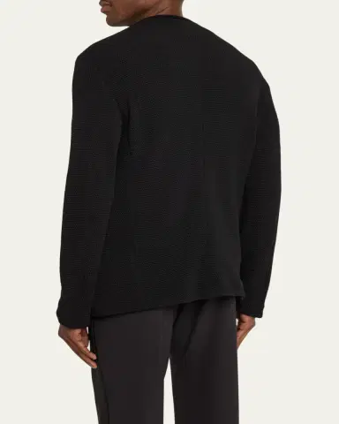 Giorgio Armani Men's Textured Band-Collar Blazer | Thumbnail 3 Giorgio Armani Men's Textured Band-Collar Blazer | Thumbnail 3
