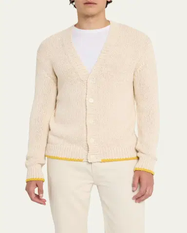 Bergdorf Goodman Men's Cotton Contrast-Trim Cardigan | Thumbnail 4 Bergdorf Goodman Men's Cotton Contrast-Trim Cardigan | Thumbnail 4