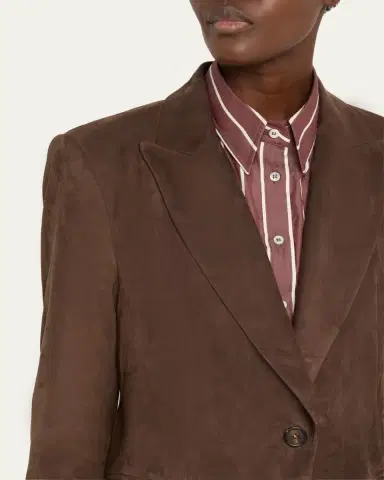 Brunello Cucinelli Suede Single-Breasted Blazer Jacket | Thumbnail 5 Brunello Cucinelli Suede Single-Breasted Blazer Jacket | Thumbnail 5