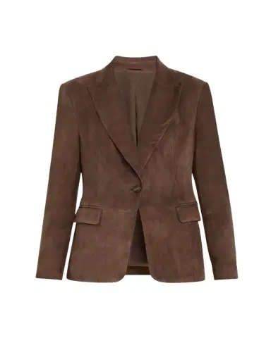 Brunello Cucinelli Suede Single-Breasted Blazer Jacket | Thumbnail 1 Brunello Cucinelli Suede Single-Breasted Blazer Jacket | Thumbnail 1