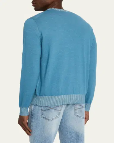 Fioroni Men's Cotton and Cashmere Duvet Vanise Crewneck Sweater | Thumbnail 3 Fioroni Men's Cotton and Cashmere Duvet Vanise Crewneck Sweater | Thumbnail 3