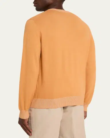 Fioroni Men's Cotton and Cashmere Duvet Vanise Crewneck Sweater | Thumbnail 7 Fioroni Men's Cotton and Cashmere Duvet Vanise Crewneck Sweater | Thumbnail 7