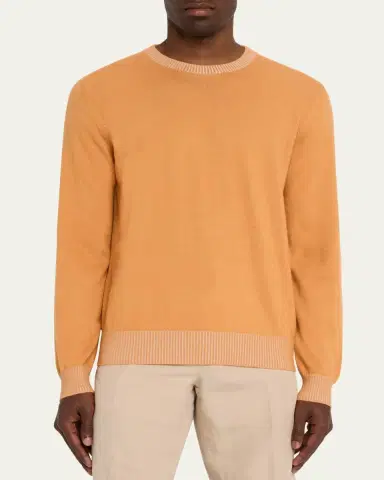 Fioroni Men's Cotton and Cashmere Duvet Vanise Crewneck Sweater | Thumbnail 8 Fioroni Men's Cotton and Cashmere Duvet Vanise Crewneck Sweater | Thumbnail 8
