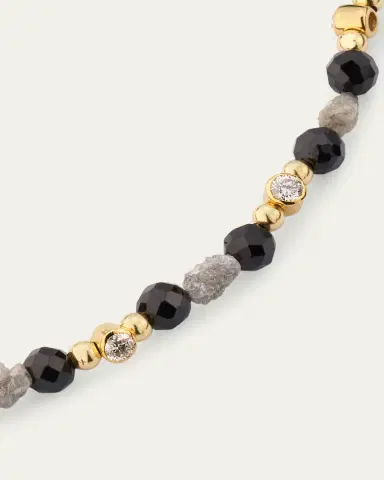 Jan Leslie Men's Black Spinel and Raw Diamond Beaded Pull-Cord Bracelet | Thumbnail 3 Jan Leslie Men's Black Spinel and Raw Diamond Beaded Pull-Cord Bracelet | Thumbnail 3