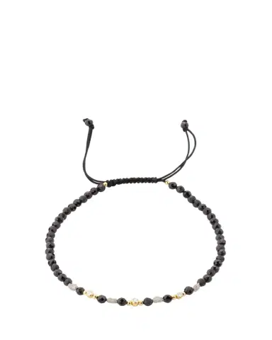 Jan Leslie Men's Black Spinel and Raw Diamond Beaded Pull-Cord Bracelet | Thumbnail 1 Jan Leslie Men's Black Spinel and Raw Diamond Beaded Pull-Cord Bracelet | Thumbnail 1