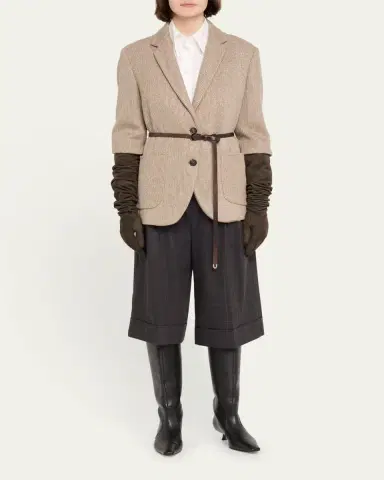 Brunello Cucinelli Two-Button Lurex Cotton English Rib Blazer | Thumbnail 2 Brunello Cucinelli Two-Button Lurex Cotton English Rib Blazer | Thumbnail 2
