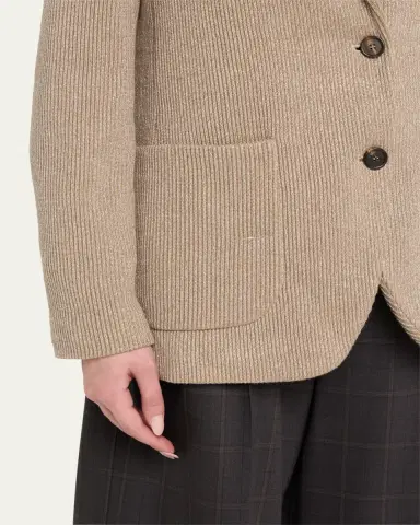 Brunello Cucinelli Two-Button Lurex Cotton English Rib Blazer | Thumbnail 5 Brunello Cucinelli Two-Button Lurex Cotton English Rib Blazer | Thumbnail 5