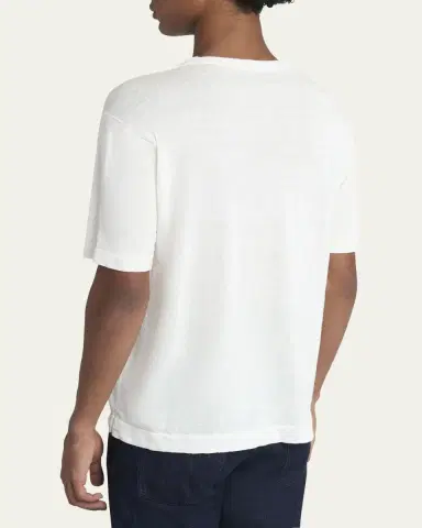 Kiton Men's Cotton and Linen Pocket T-Shirt | Thumbnail 3 Kiton Men's Cotton and Linen Pocket T-Shirt | Thumbnail 3