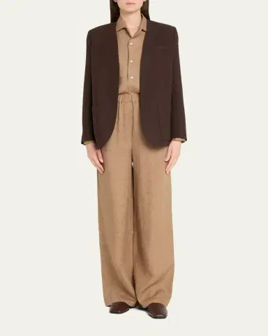 Loro Piana Hanna Open-Front Summer Linen Crepe Jacket | Thumbnail 2 Loro Piana Hanna Open-Front Summer Linen Crepe Jacket | Thumbnail 2