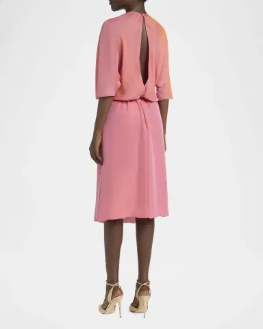 Giorgio Armani Iridescent Chiffon 3/4-Sleeve Midi Dress | Thumbnail 2 Giorgio Armani Iridescent Chiffon 3/4-Sleeve Midi Dress | Thumbnail 2