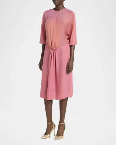 Giorgio Armani Iridescent Chiffon 3/4-Sleeve Midi Dress | Thumbnail 3 Giorgio Armani Iridescent Chiffon 3/4-Sleeve Midi Dress | Thumbnail 3