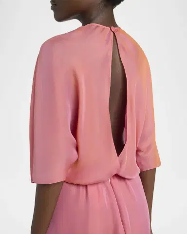 Giorgio Armani Iridescent Chiffon 3/4-Sleeve Midi Dress | Thumbnail 4 Giorgio Armani Iridescent Chiffon 3/4-Sleeve Midi Dress | Thumbnail 4