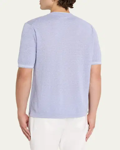 Fioroni Men's Linen-Cotton Pique Crewneck T-Shirt | Thumbnail 7 Fioroni Men's Linen-Cotton Pique Crewneck T-Shirt | Thumbnail 7