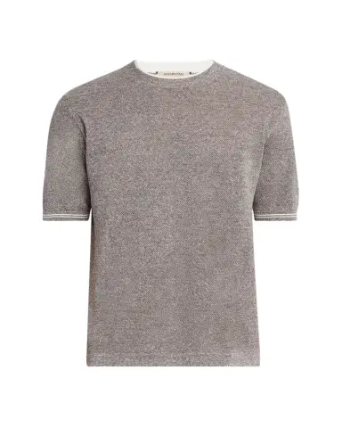 Fioroni Men's Linen-Cotton Pique Crewneck T-Shirt | Thumbnail 1 Fioroni Men's Linen-Cotton Pique Crewneck T-Shirt | Thumbnail 1