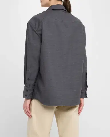Bottega Veneta Matches-Collar Travel Light Wool Shirt | Thumbnail 2 Bottega Veneta Matches-Collar Travel Light Wool Shirt | Thumbnail 2