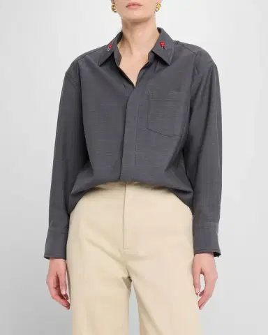 Bottega Veneta Matches-Collar Travel Light Wool Shirt | Thumbnail 3 Bottega Veneta Matches-Collar Travel Light Wool Shirt | Thumbnail 3