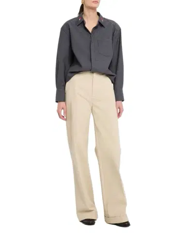 Bottega Veneta Matches-Collar Travel Light Wool Shirt | Thumbnail 1 Bottega Veneta Matches-Collar Travel Light Wool Shirt | Thumbnail 1