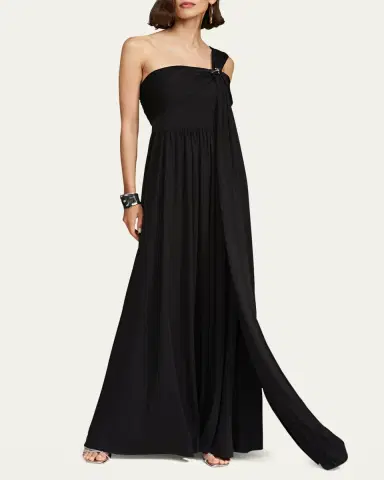Halston Adena One-Shoulder Draped Jersey Maxi Dress | Thumbnail 2 Halston Adena One-Shoulder Draped Jersey Maxi Dress | Thumbnail 2