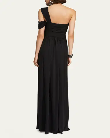 Halston Adena One-Shoulder Draped Jersey Maxi Dress | Thumbnail 3 Halston Adena One-Shoulder Draped Jersey Maxi Dress | Thumbnail 3
