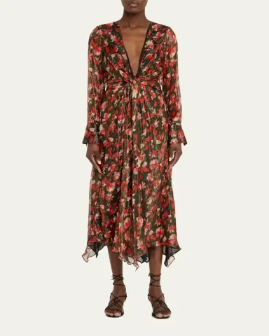 Ramy Brook Tatia Plunging Long-Sleeve Midi Dress | Thumbnail 2 Ramy Brook Tatia Plunging Long-Sleeve Midi Dress | Thumbnail 2