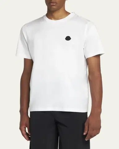 Moncler Men's Logo Patch Cotton Crewneck T-Shirt | Thumbnail 4 Moncler Men's Logo Patch Cotton Crewneck T-Shirt | Thumbnail 4