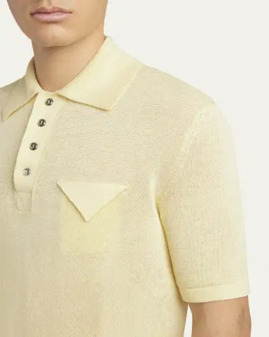 Bottega Veneta Men's Linen-Knit Polo | Thumbnail 5 Bottega Veneta Men's Linen-Knit Polo | Thumbnail 5