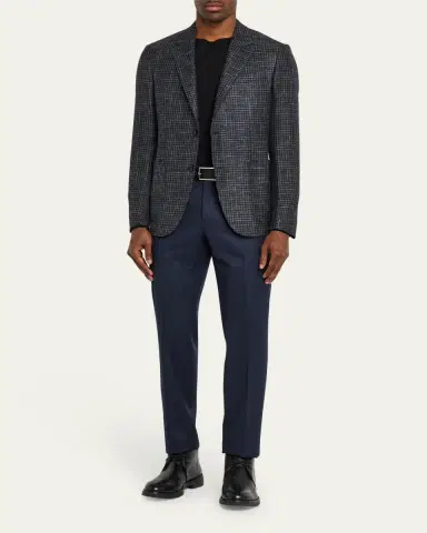 Zegna Men's Wool Flannel Flat-Front Trousers | Thumbnail 2 Zegna Men's Wool Flannel Flat-Front Trousers | Thumbnail 2