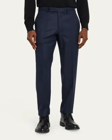 Zegna Men's Wool Flannel Flat-Front Trousers | Thumbnail 4 Zegna Men's Wool Flannel Flat-Front Trousers | Thumbnail 4