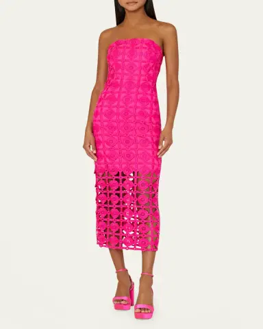 Milly Kait Strapless Tile Lace Midi Dress | Thumbnail 2 Milly Kait Strapless Tile Lace Midi Dress | Thumbnail 2