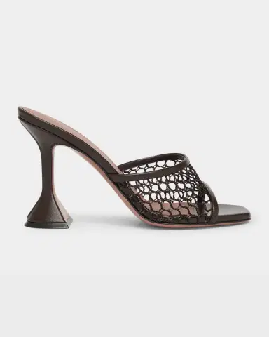 Amina Muaddi Lupita Net Leather Sandals | Thumbnail 4 Amina Muaddi Lupita Net Leather Sandals | Thumbnail 4