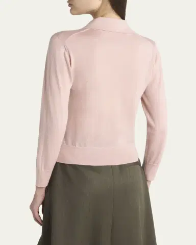 Bottega Veneta Long-Sleeve Fine Cashmere Polo Sweater | Thumbnail 3 Bottega Veneta Long-Sleeve Fine Cashmere Polo Sweater | Thumbnail 3