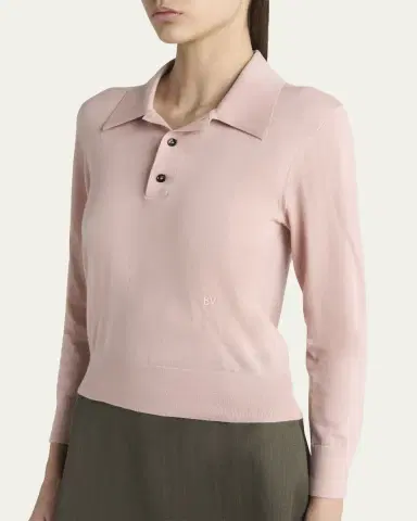Bottega Veneta Long-Sleeve Fine Cashmere Polo Sweater | Thumbnail 5 Bottega Veneta Long-Sleeve Fine Cashmere Polo Sweater | Thumbnail 5