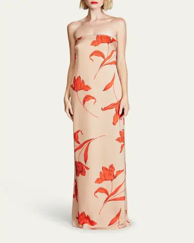 Halston Manuela Strapless Floral-Print Column Gown | Thumbnail 2 Halston Manuela Strapless Floral-Print Column Gown | Thumbnail 2