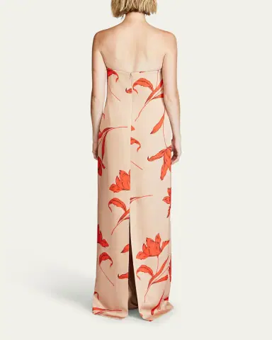Halston Manuela Strapless Floral-Print Column Gown | Thumbnail 3 Halston Manuela Strapless Floral-Print Column Gown | Thumbnail 3