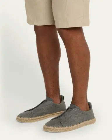 Zegna Men's Linen-Blend Triple Stitch Espadrilles | Thumbnail 2 Zegna Men's Linen-Blend Triple Stitch Espadrilles | Thumbnail 2