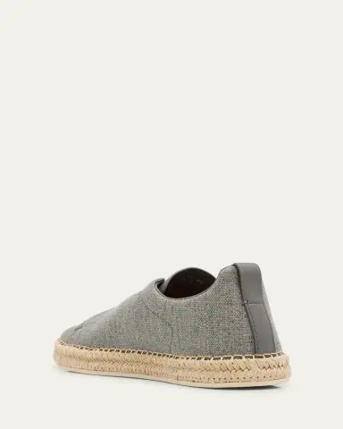 Zegna Men's Linen-Blend Triple Stitch Espadrilles | Thumbnail 4 Zegna Men's Linen-Blend Triple Stitch Espadrilles | Thumbnail 4