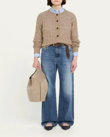 Brunello Cucinelli Soft Denim Loose Stove Pipe Jeans | Thumbnail 2 Brunello Cucinelli Soft Denim Loose Stove Pipe Jeans | Thumbnail 2
