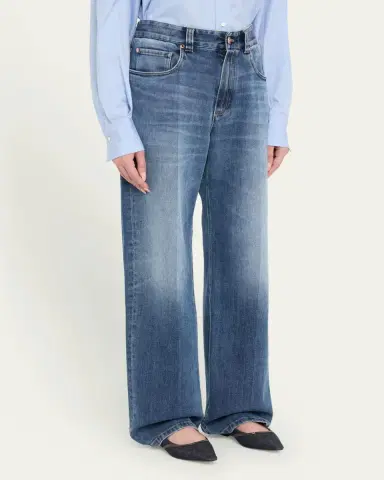 Brunello Cucinelli Soft Denim Loose Stove Pipe Jeans | Thumbnail 4 Brunello Cucinelli Soft Denim Loose Stove Pipe Jeans | Thumbnail 4