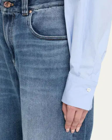 Brunello Cucinelli Soft Denim Loose Stove Pipe Jeans | Thumbnail 5 Brunello Cucinelli Soft Denim Loose Stove Pipe Jeans | Thumbnail 5