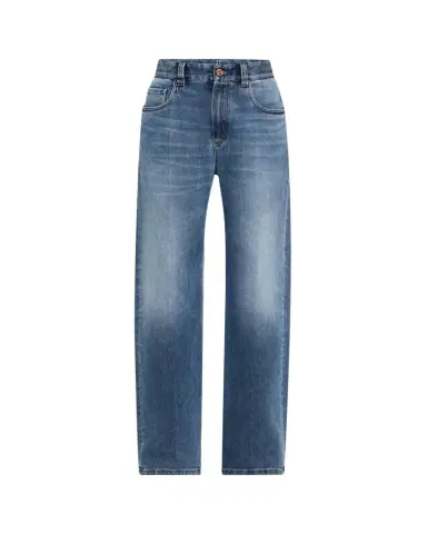 Brunello Cucinelli Soft Denim Loose Stove Pipe Jeans | Thumbnail 1 Brunello Cucinelli Soft Denim Loose Stove Pipe Jeans | Thumbnail 1