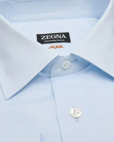 ZEGNA Men's Centoventimila Cotton and Linen Dress Shirt | Thumbnail 2 ZEGNA Men's Centoventimila Cotton and Linen Dress Shirt | Thumbnail 2